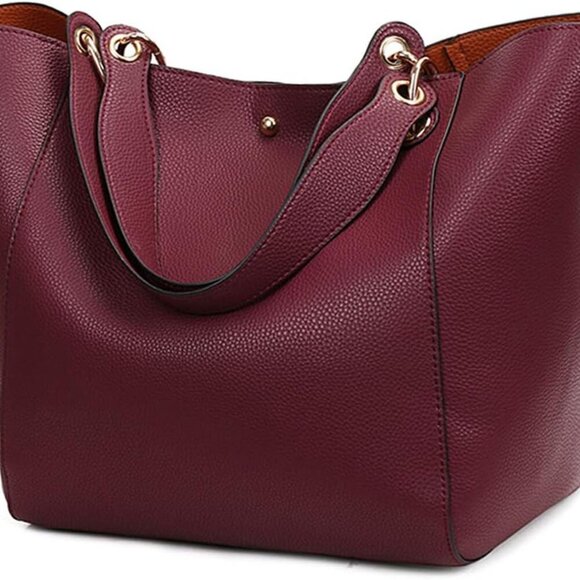 Purses and Handbags for Women Large Capacity Work Tote Bag PU Leather Bucket Sho - Picture 1 of 7